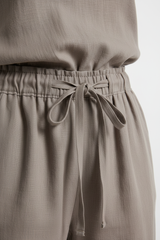 Luxury Minimal Linen Lounge Set in Muted Stone Taupe - Fabric Detail