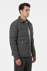 Luxury Quilted Puffer Jacket - Charcoal Grey - Side Angle