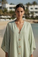 Sage Green Kaftan - Close-up