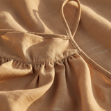 Luxury Textured Maxi Slip Dress in Warm Sand Beige - Fabric Detail