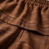 Luxury Striped Loungewear Short Set in Soft Cocoa Stripe - Fabric Detail