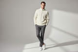 Luxury Fleece Half-Zip Pullover - Soft Ivory Cream - Lifestyle Campaign