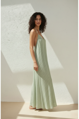 Crinkled Resort Maxi Dress in Soft Sage - Lifestyle
