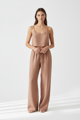 Luxury Minimal Linen Resort Set in Dusty Clay Nude - Front Full Body