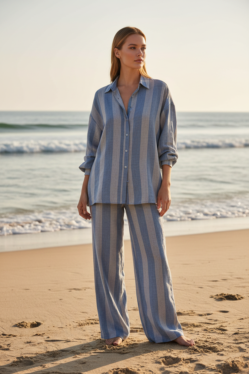 Dusty Blue & Stone Stripe – Lifestyle Campaign