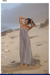 Soft Ivory & Sand Stripe – Front Full-Body