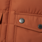 Luxury Quilted Puffer Jacket - Burnt Clay Orange - Detail Shot