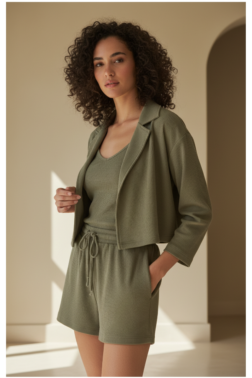 Muted Olive Stone - Three-Quarter Editorial