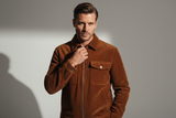 Luxury Corduroy Zip-Up Jacket - Warm Cocoa Brown - Lifestyle Campaign