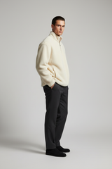 Luxury Fleece Half-Zip Pullover - Soft Ivory Cream - Side Angle
