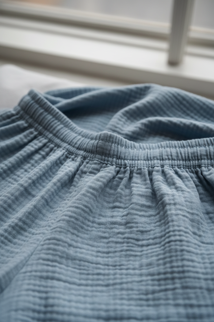 Luxury Minimal Lounge Set in Soft Cloud Blue - Fabric Detail