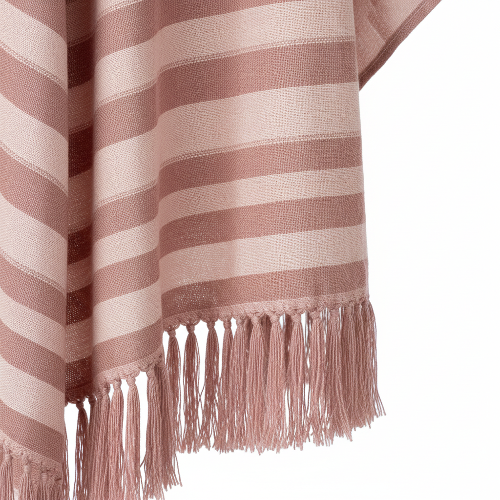 Luxury Striped Kimono Beach Cover-Up in Dusty Rose – Detail Shot