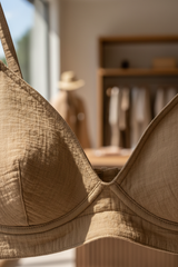 Luxury Minimal Cotton Resort Set in Dusty Olive Nude - Fabric Detail