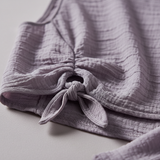 Luxury Sleeveless Crinkle Crop Top in Dusty Lavender Mist - Tie Detail