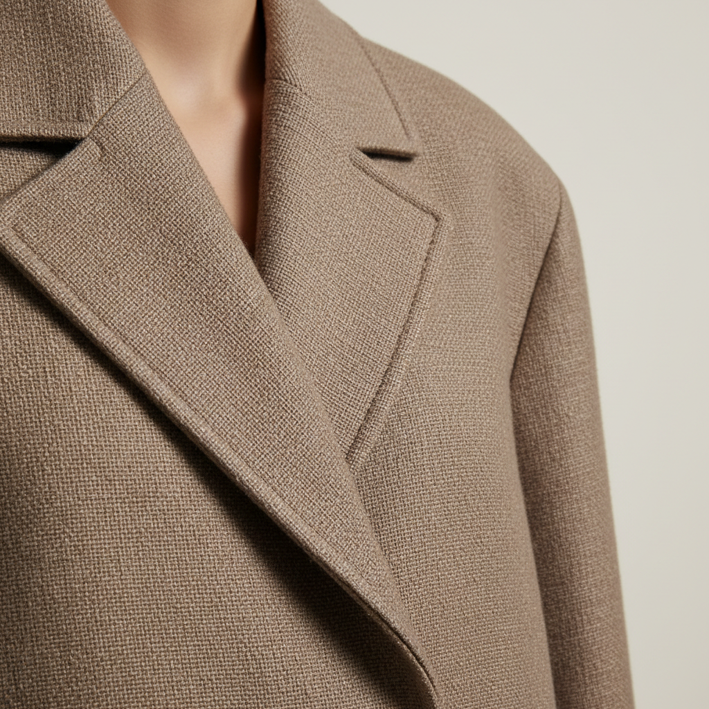 Luxury Oversized Textured Jacket Set in Stone Taupe - Fabric Detail