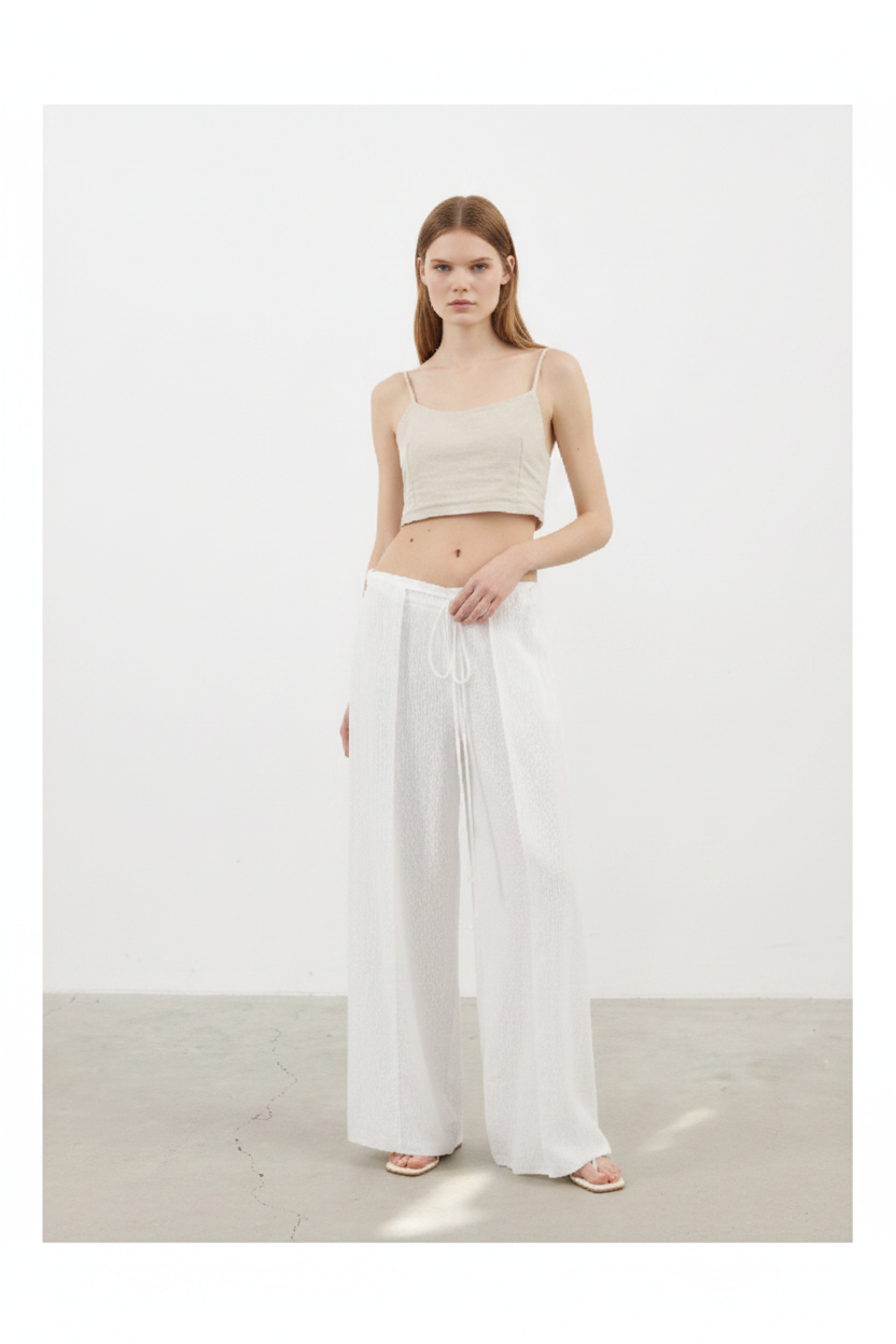 Luxury Minimal Linen Resort Set in Soft Ivory White - Lifestyle
