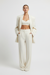 Luxury Oversized Textured Jacket Set in Ivory Cream - Front View