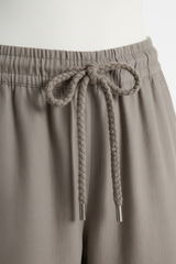 Luxury Minimal Linen Resort Set in Stone Taupe Grey - Fabric Detail