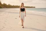 Luxury Beach Wrap Skirt Set in Soft Ivory Sand - Premium Lifestyle Campaign