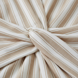 Luxury Striped Twist-Front Maxi Dress in Soft Ivory & Sand Stripe - Fabric Detail