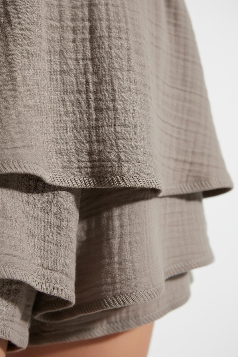 Luxury Lounge Co-ord Set in Muted Stone Taupe - Fabric Detail