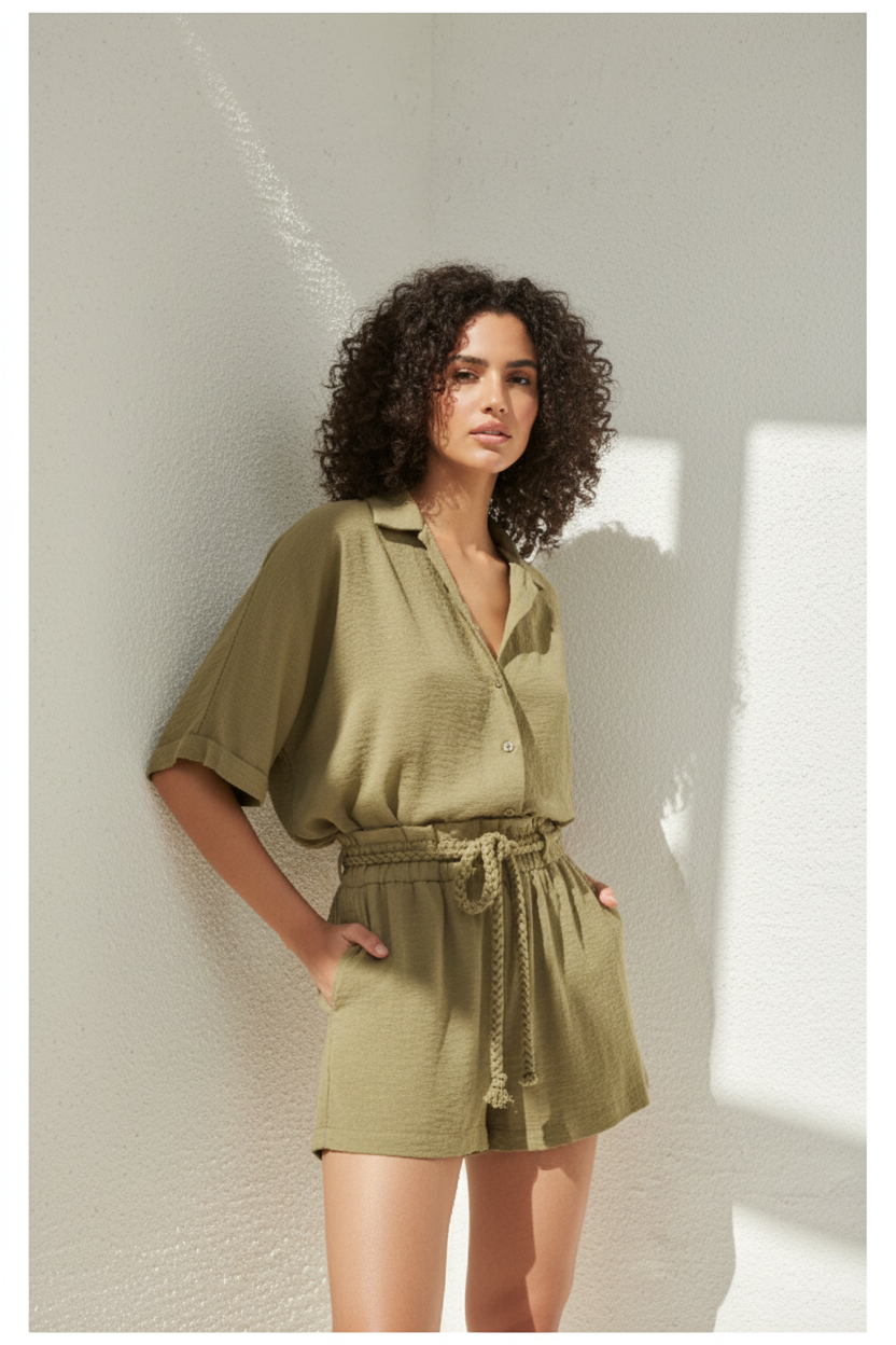 Soft Olive Stone - Editorial Pose