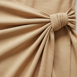 Luxury Beachwear Wrap Skirt Set in Warm Sand Beige - Fabric Detail