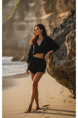 Luxury Beach Night Lounge Set in Midnight Black - Lifestyle