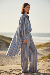 Dusty Blue & Stone Stripe – Side Angle