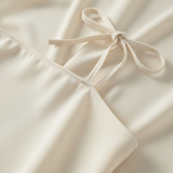 Luxury Minimalist Mini Slip Dress in Soft Ivory Cream - Tie Strap Detail