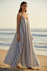 Dusty Blue & Stone Stripe – Three-Quarter Editorial