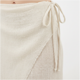 Luxury Beach Wrap Skirt Set in Pearl White - Close-up Fabric Detail