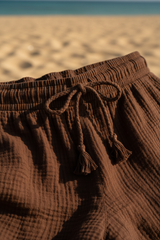 Luxury Midnight Beach Lounge Set in Deep Cocoa Brown - Fabric Detail
