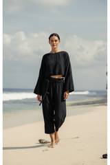 Luxury Midnight Beach Lounge Set in Midnight Black - Front Full Body