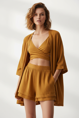 Luxury Lounge Co-ord Set in Golden Desert Linen - Lifestyle