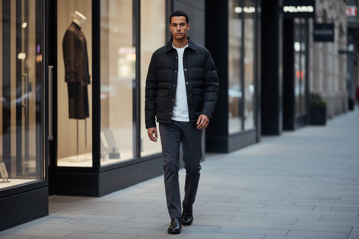 Luxury Quilted Puffer Jacket - Midnight Black - Lifestyle