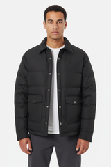 Luxury Quilted Puffer Jacket - Midnight Black - Front View