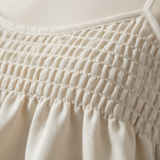 Luxury Smocked Camisole & Summer Shirt Set in Soft Ivory Cream - Smocked Detail