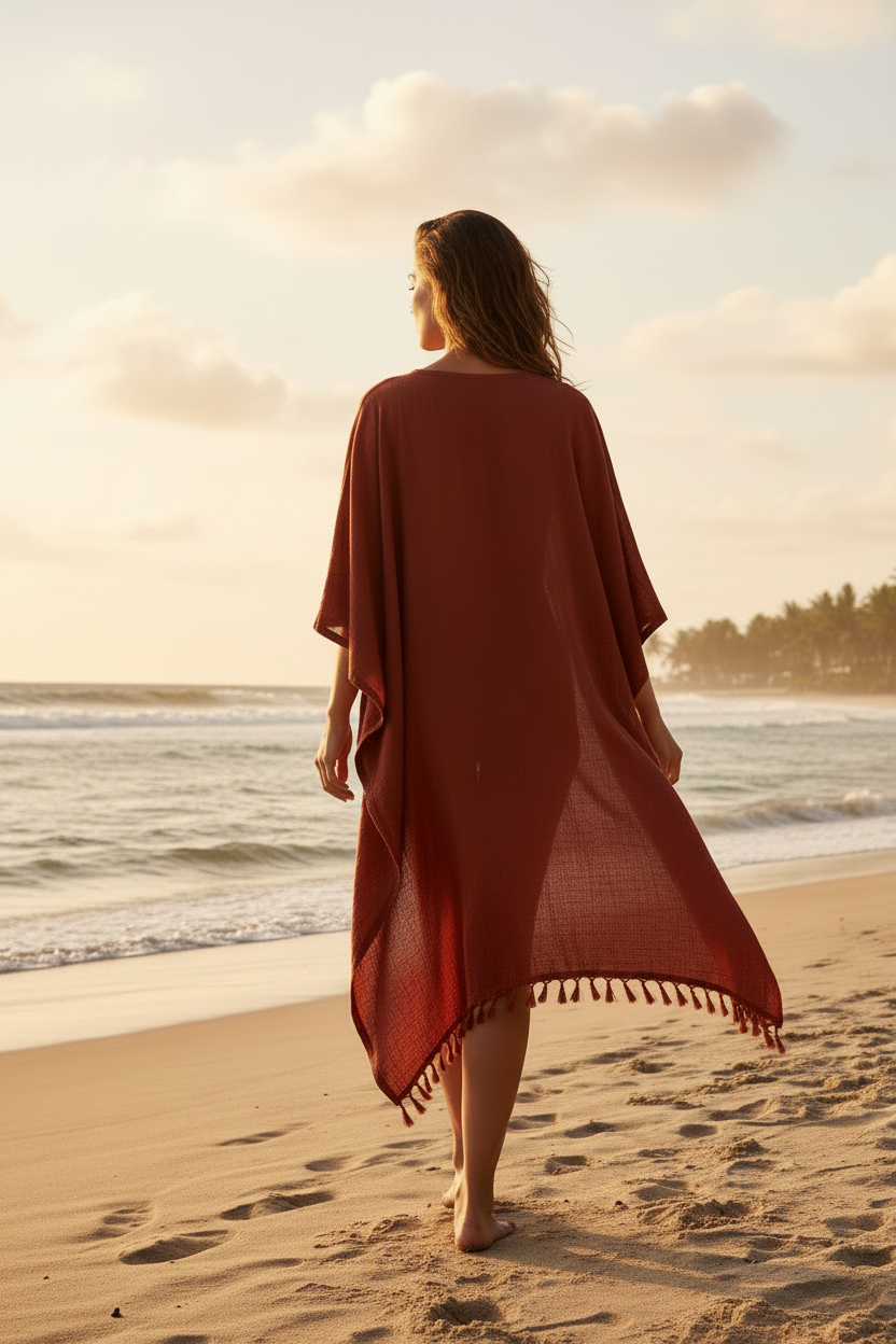 Terracotta Kaftan - Back to ocean pose
