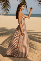 Warm Cocoa & Cream Stripe – Side Angle