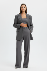 Luxury Oversized Textured Jacket Set in Charcoal Ash - Front View