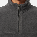 Luxury Fleece Half-Zip Pullover - Charcoal Midnight Grey - Detail Close Up