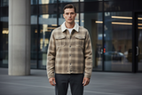 Luxury Plaid Sherpa-Collar Trucker Jacket - Sandstone Beige - Lifestyle