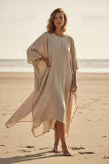 Luxury Resort Kaftan in Seashell Beige - Lifestyle
