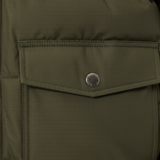 Luxury Quilted Puffer Jacket - Olive Forest Green - Detail Shot