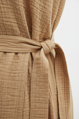 Luxury Gauze Lounge Co-ord Set in Warm Sand Beige - Fabric Detail