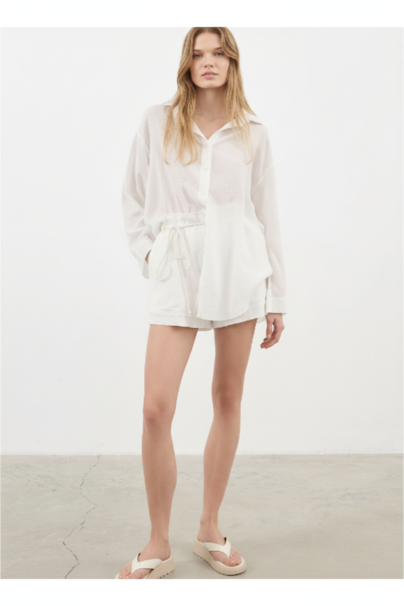 Luxury Minimal Linen Lounge Set in Soft Coconut White - Lifestyle
