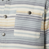 Luxury Striped Overshirt Jacket - Ocean Mist Blue Stripe - Detail Shot
